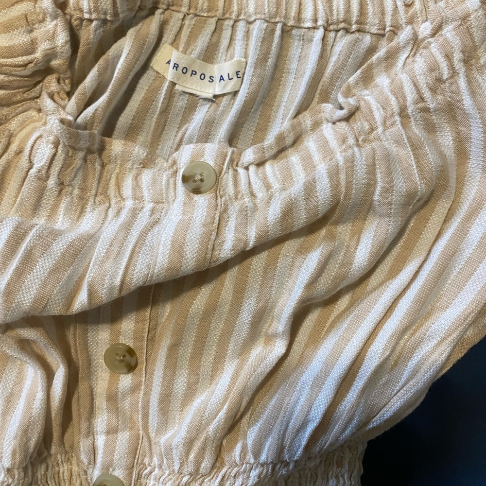 Aeropostale Beige Striped Crop Top